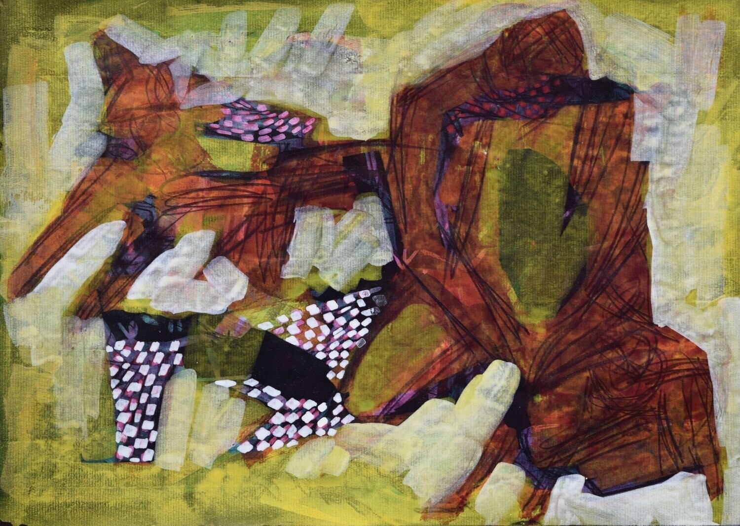 Acrylic on paper and their collage on canvas with wooden frame // Size: ca..30 x 40 x 4 cm