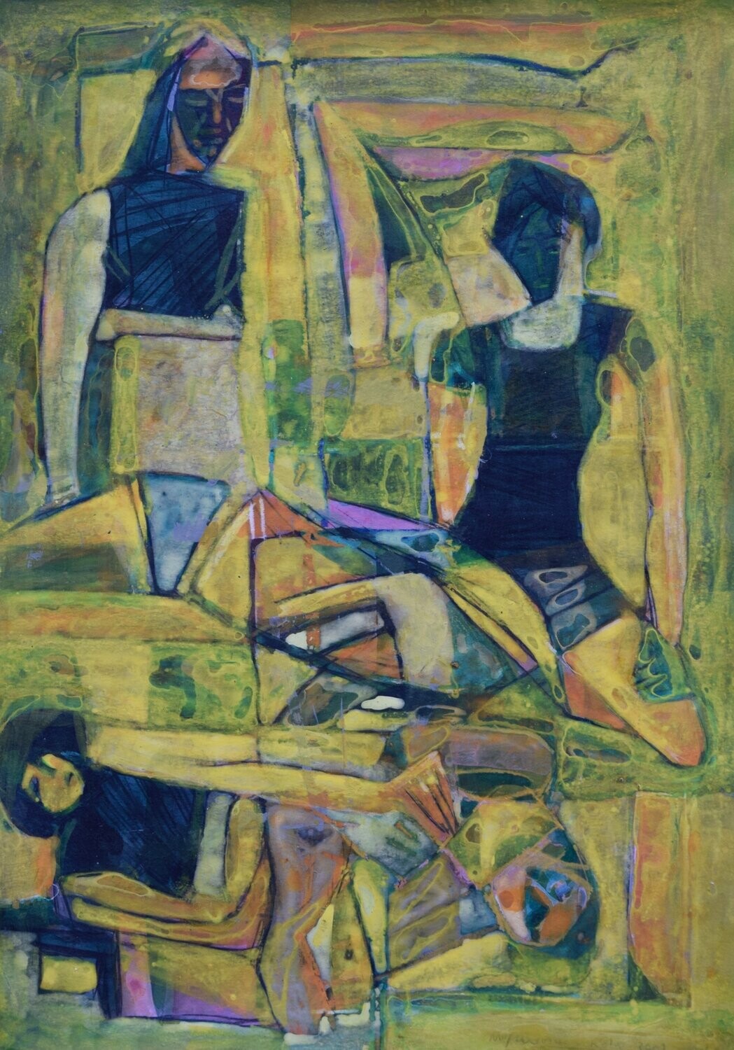 life /Collage, handmade paper with acrylic on Two fabrics canvas // Size : ca. 30 x 40 x 4 cm