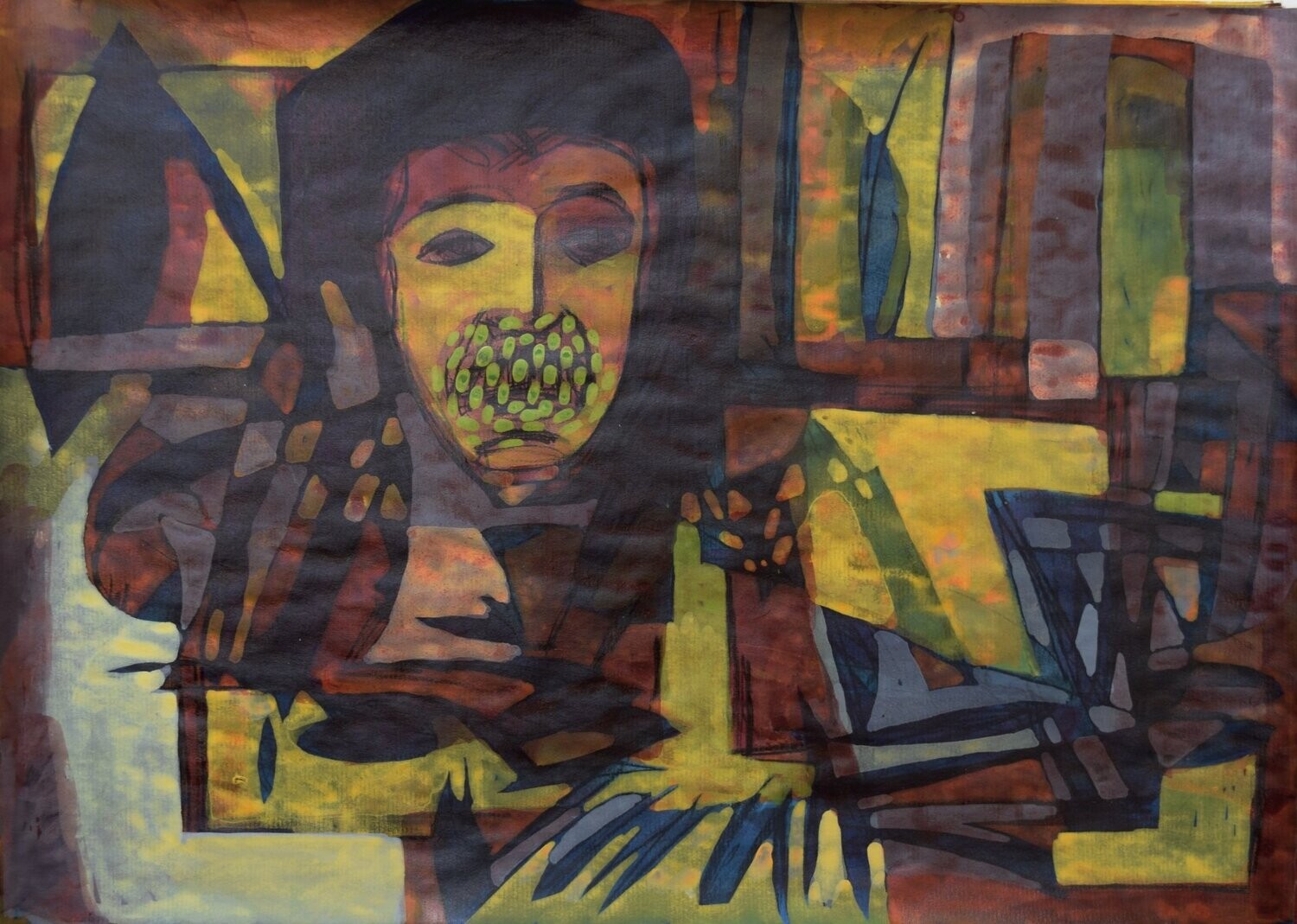 life /Collage, handmade paper with acrylic on Two fabrics canvas // Size : ca. 30 x 40 x 4 cm