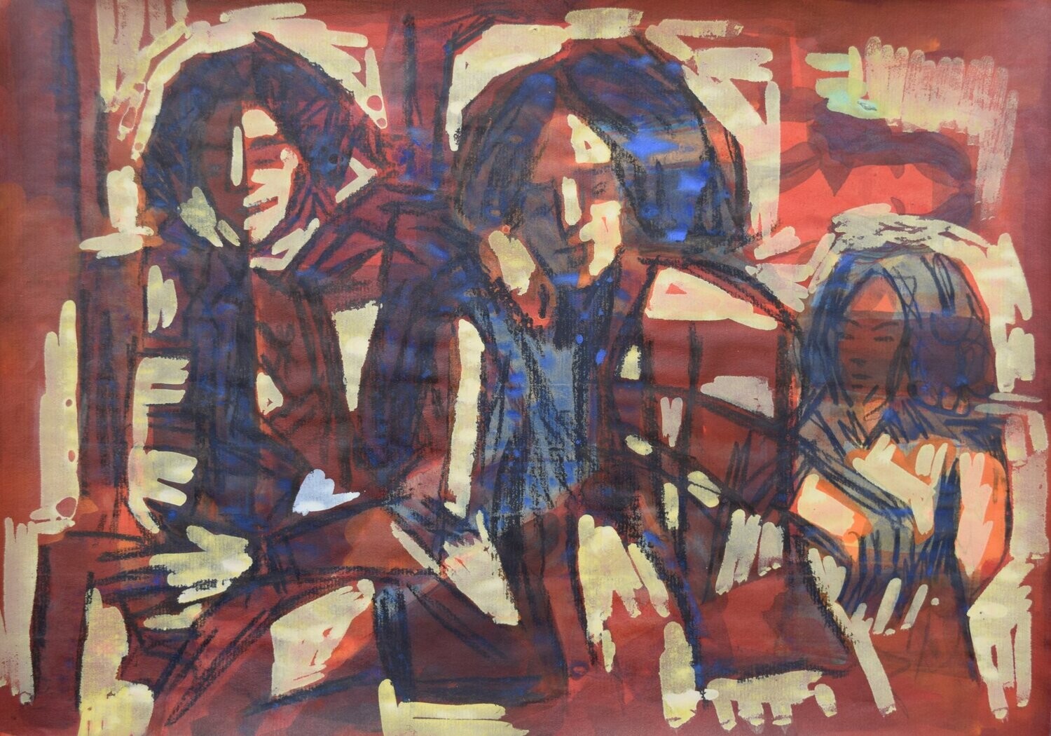 Acrylic on paper and canvas, collage on wooden frame, // Size: x 30 x 40 x 4 cm