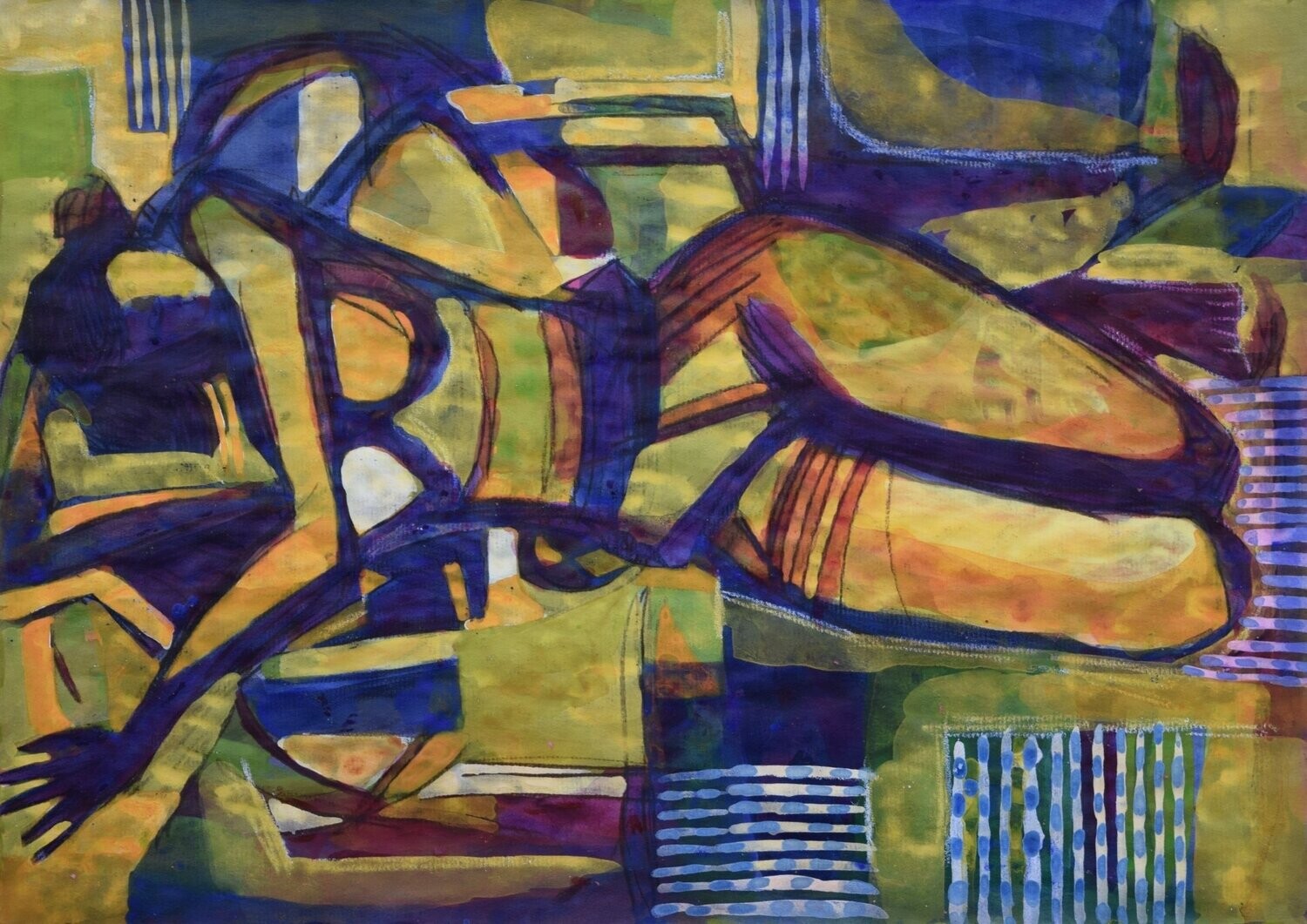 life /Collage, handmade paper with acrylic on Two fabrics canvas // Size : ca. 30 x 40 x 4 cm