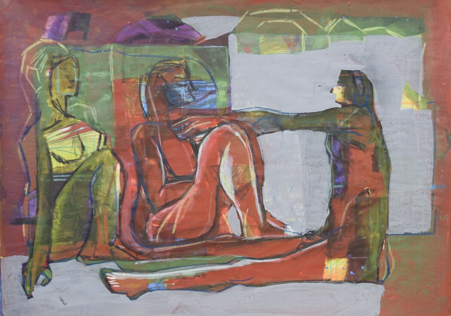 Acrylic on paper and their collage on canvas with wooden frame // Size: ca..30 x 40 x 4 cm