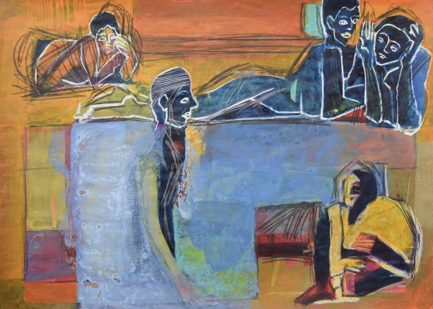 Acrylic on paper and their collage on canvas with wooden frame // Size: ca..30 x 40 x 4 cm