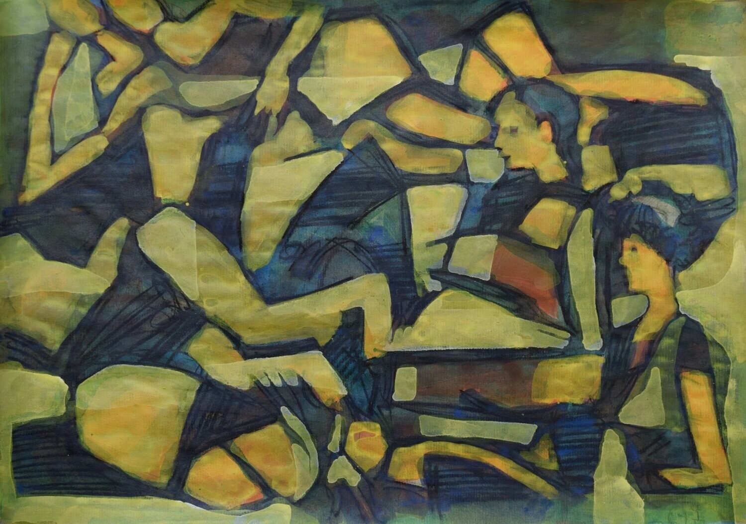 Acrylic on paper and their collage on canvas with wooden frame // Size: ca..30 x 40 x 4 cm