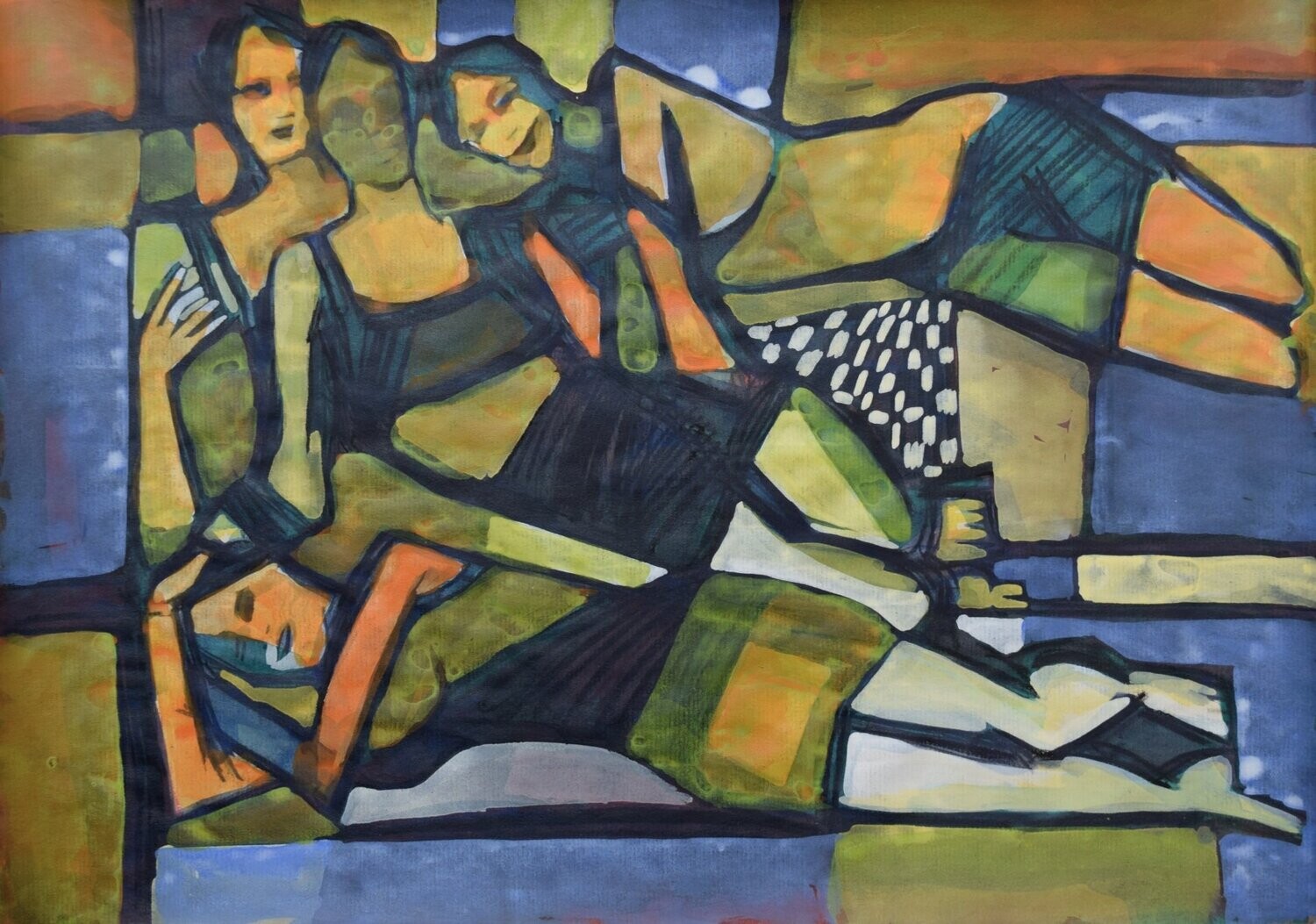 Acrylic on paper and canvas, collage on wooden frame, // Size: x 30 x 40 x 4 cm