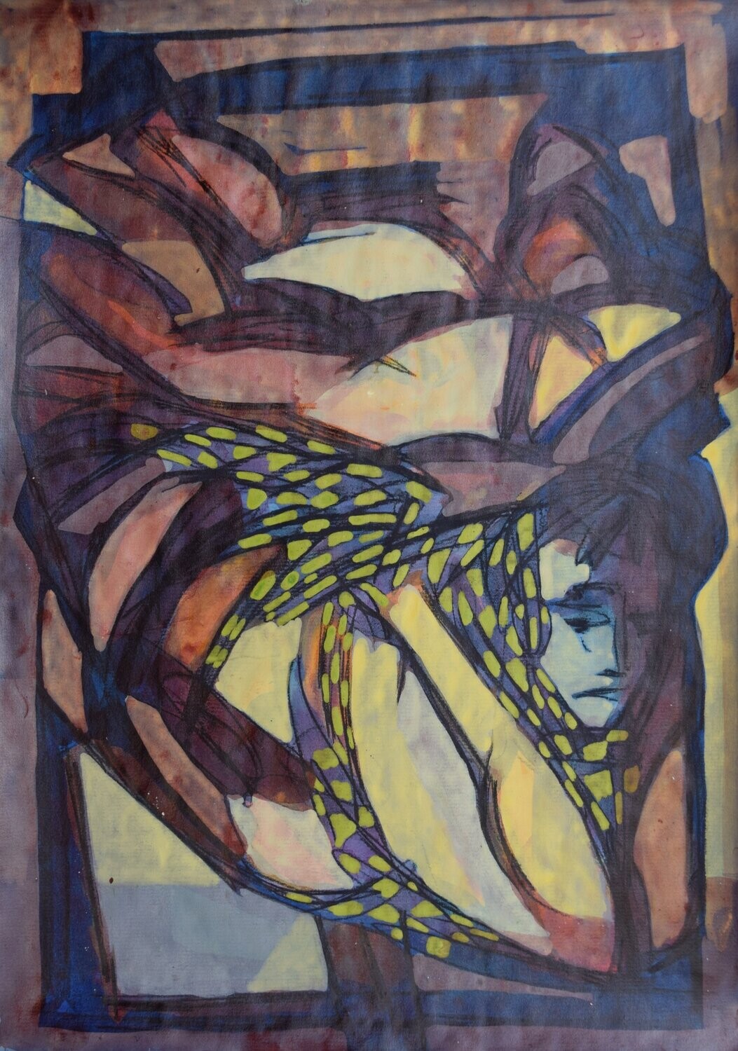 life /Collage, handmade paper with acrylic on Two fabrics canvas // Size : ca. 30 x 40 x 4 cm