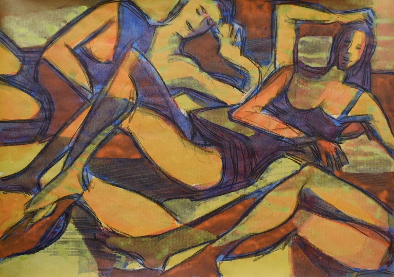 Acrylic on paper and their collage on canvas with wooden frame // Size: ca..30 x 40 x 4 cm