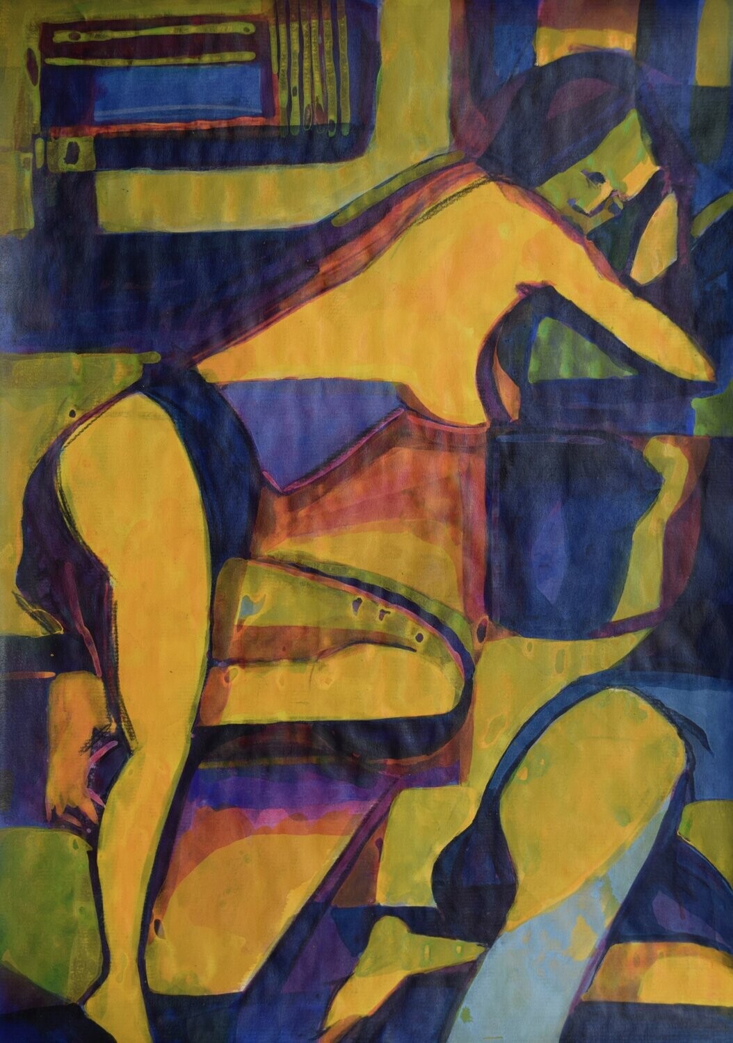 Collage, handmade paper with acrylic on Two fabrics canvas // Size : ca. 30 x 40 x 4 cm