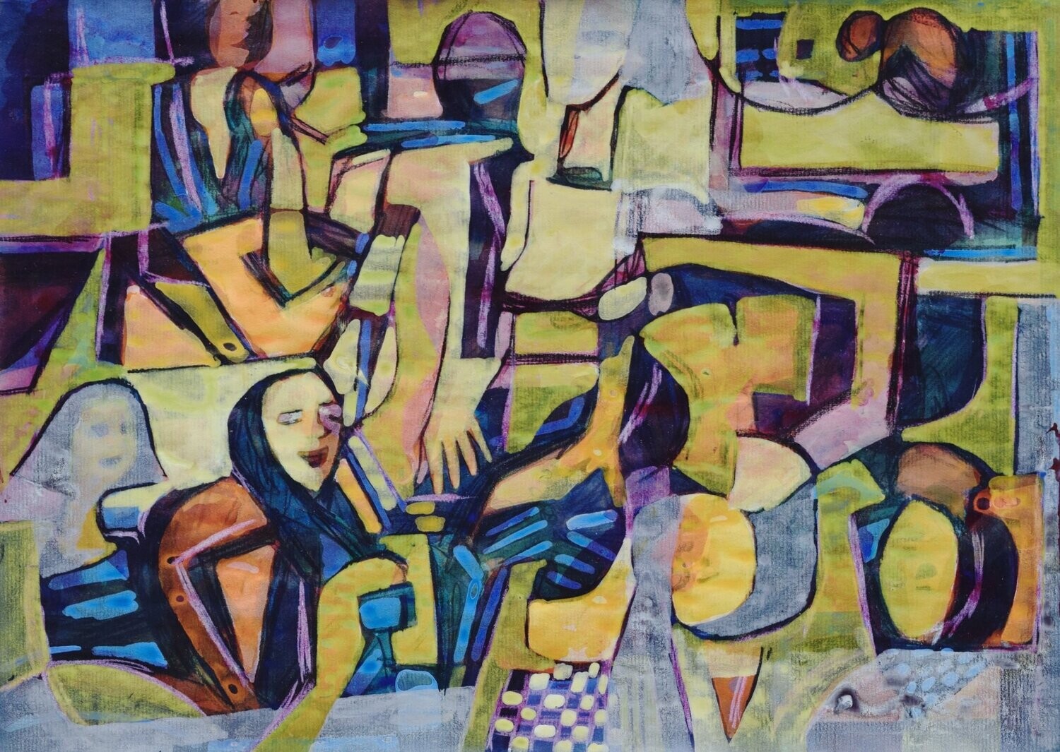 Acrylic on paper and their collage on canvas with wooden frame // Size: ca..30 x 40 x 4 cm