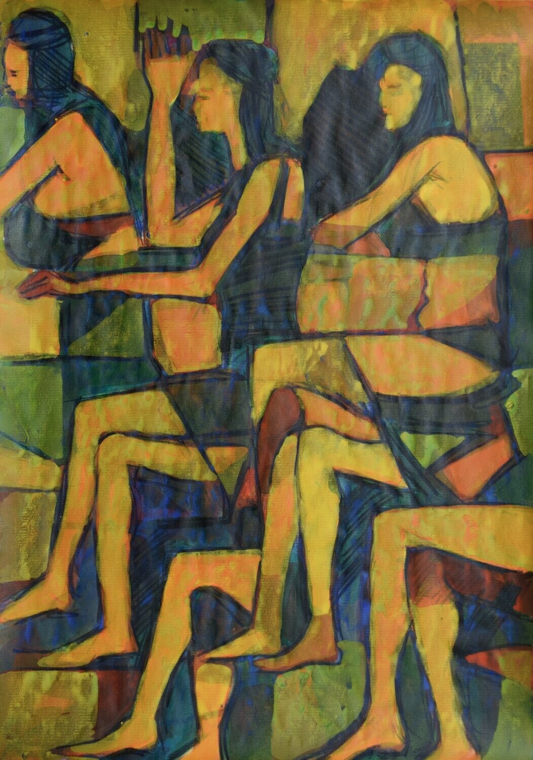 Collage, handmade paper with acrylic on Two fabrics canvas // Size : ca. 30 x 40 x 4 cm