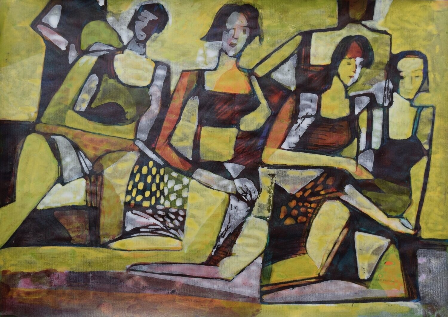 Collage, handmade paper with acrylic on Two fabrics canvas // Size : ca. 30 x 40 x 4 cm