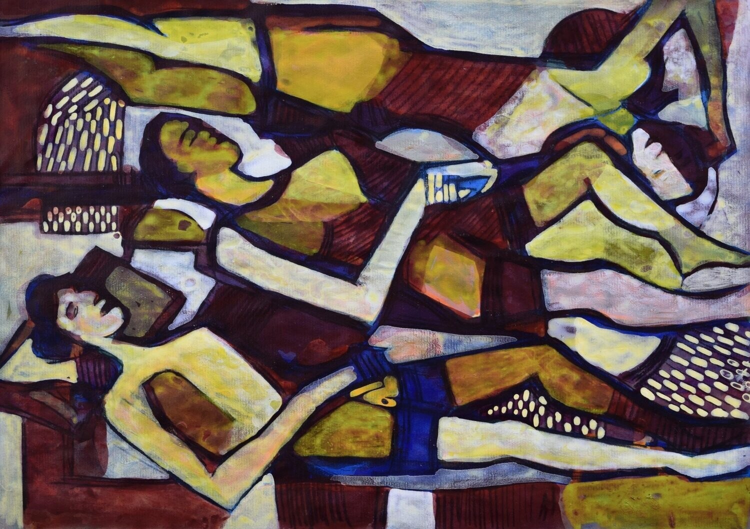 Acrylic on paper and their collage on canvas with wooden frame // Size: ca..30 x 40 x 4 cm