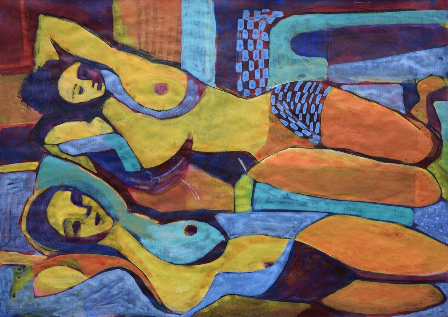 Collage, handmade paper with acrylic on Two fabrics canvas // Size : ca. 30 x 40 x 4 cm