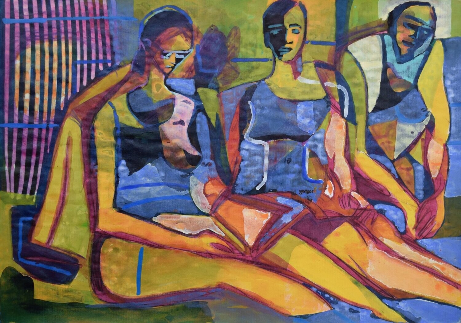 Collage, handmade paper with acrylic on Two fabrics canvas // Size : ca. 30 x 40 x 4 cm