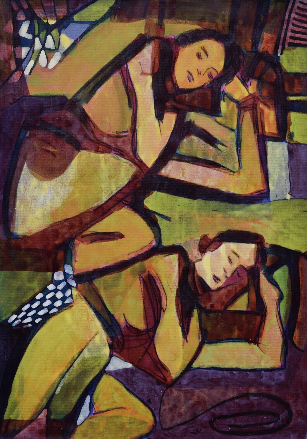 Collage, handmade paper with acrylic on Two fabrics canvas // Size : ca. 30 x 40 x 4 cm