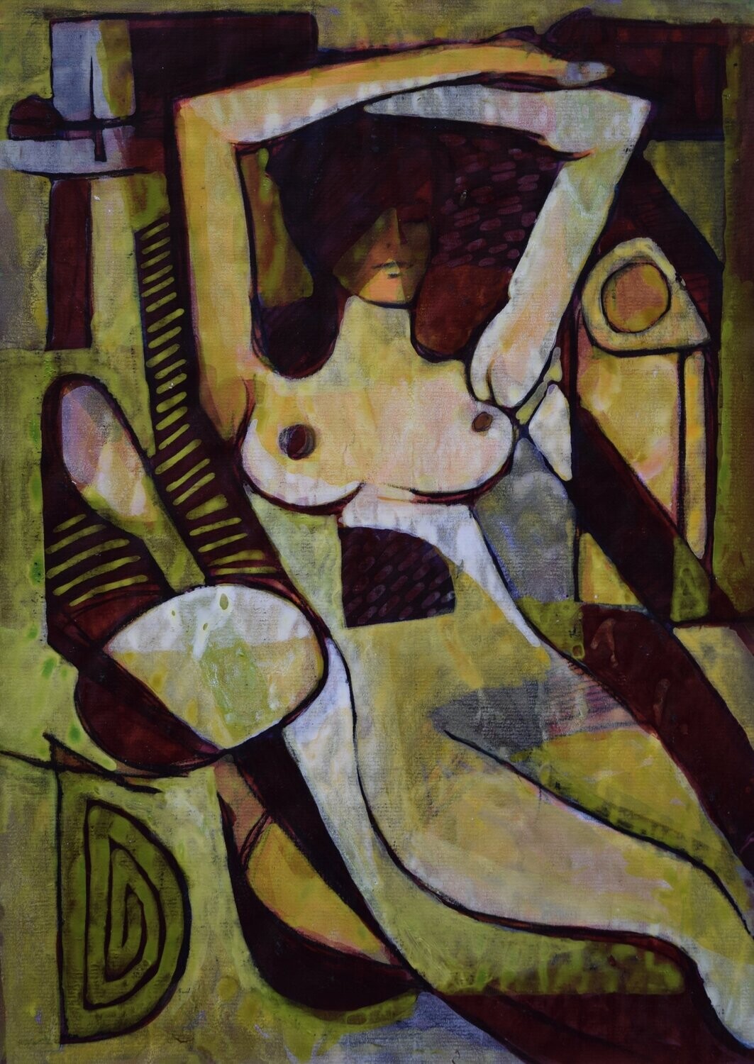 Acrylic on paper , collage on  canvas and wooden frame, // Size: x 30 x 40 x 4 cm