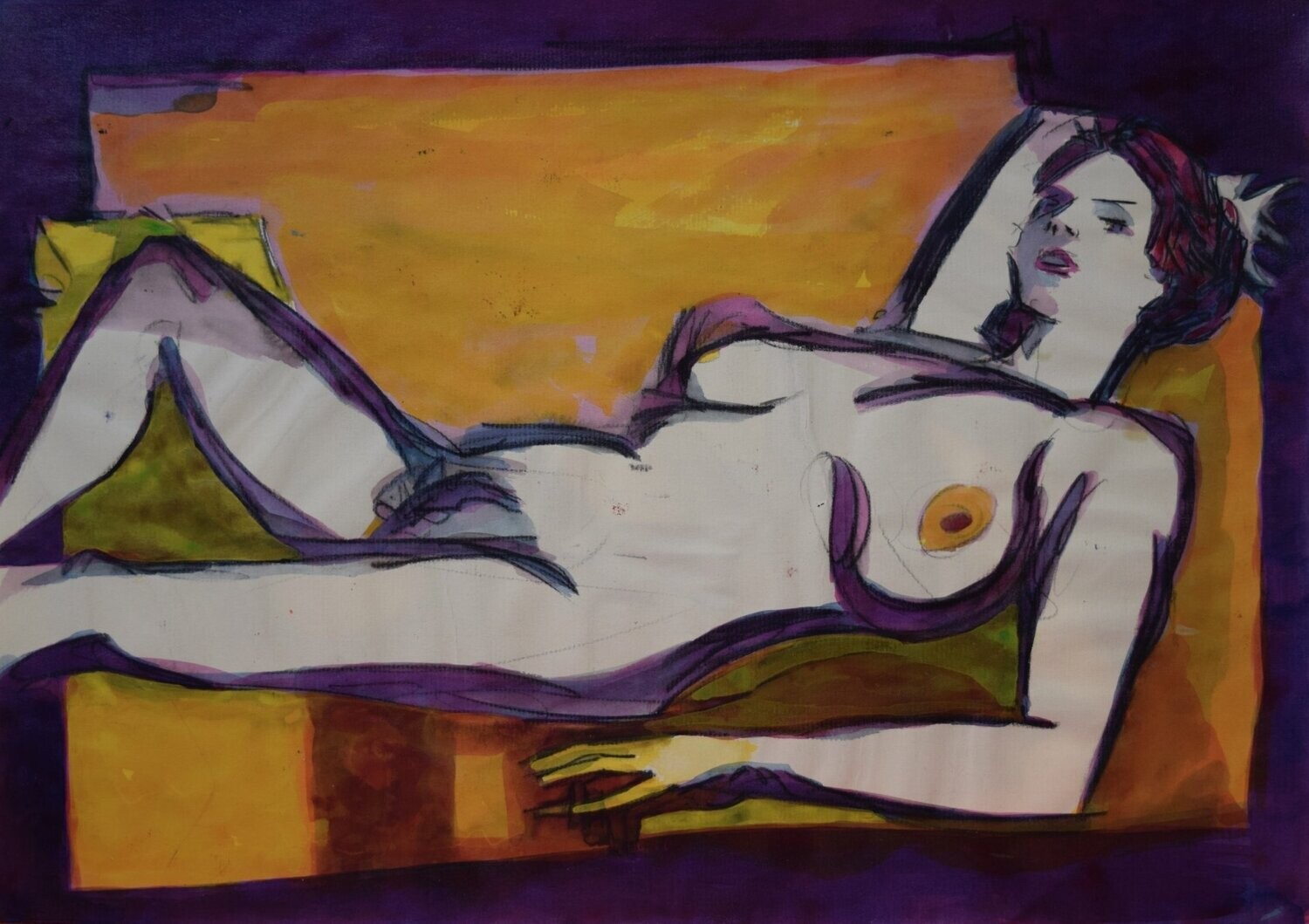 Süßes Leben , Acrylic on paper , collage on  canvas and wooden frame, // Size: x 30 x 40 x 4 cm