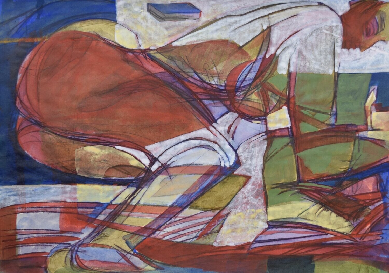 Figurative Collage:  Acryilc on Paper und Canvas on a wooden frame,, // Size : 30 x 40 x 4 cm