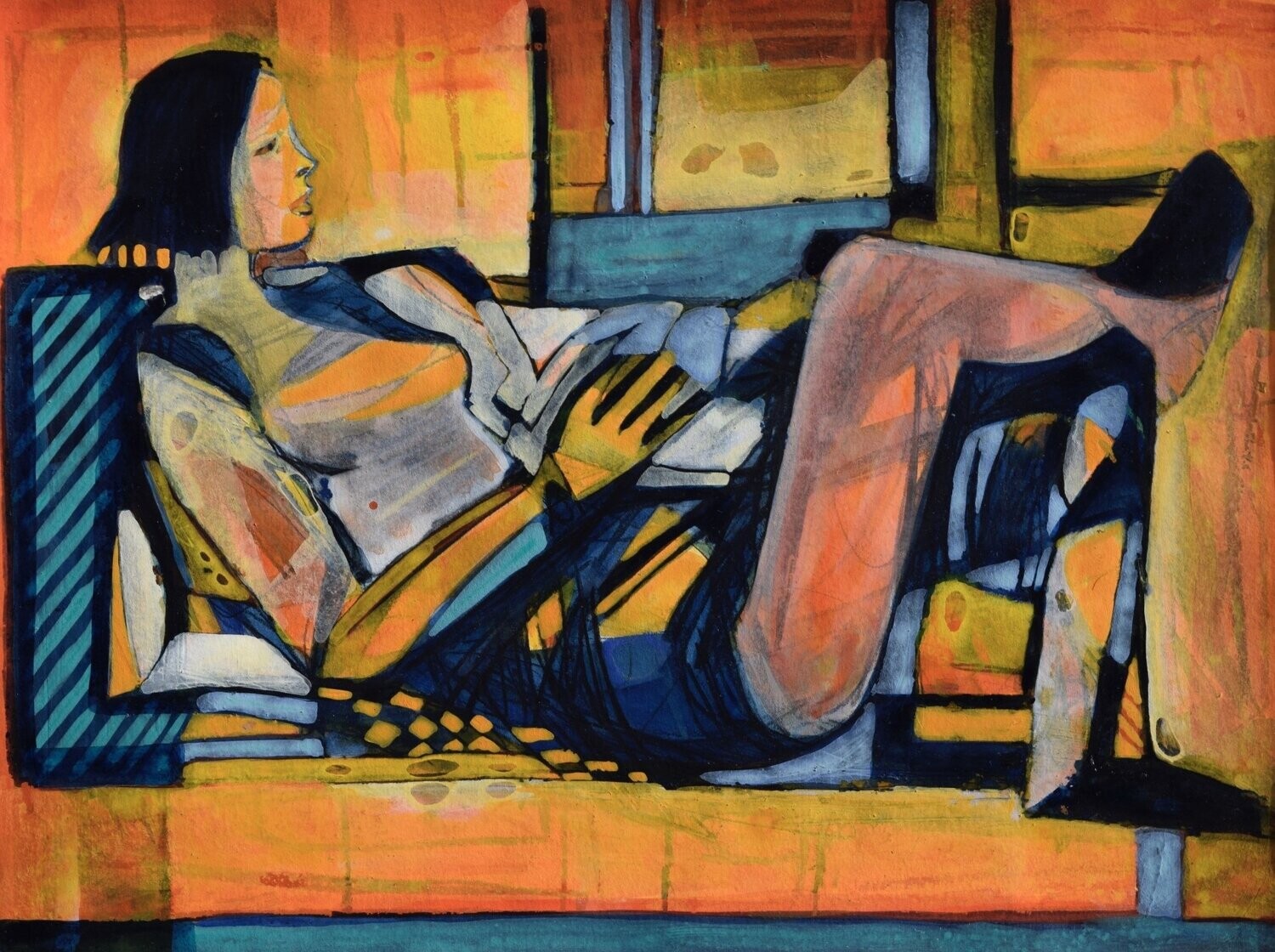 Acrylic on paper and canvas, collage on wooden frame, // Size: x 30 x 40 x 4 cm