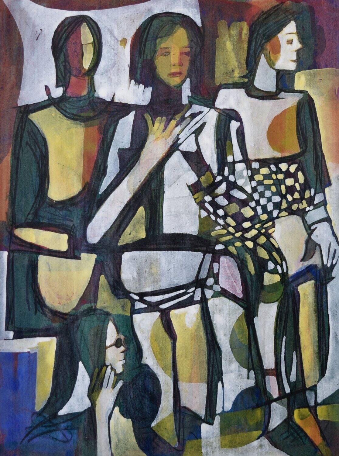 Acrylic on paper and canvas, collage on wooden frame, // Size: x 30 x 40 x 4 cm