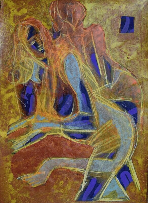Acrylic on paper and their collage on canvas with wooden frame // Size: ca..30 x 40 x 4 cm Acrylic on paper and their collage on canvas with wooden frame // Size: ca..30 x 40 x 4 cm
