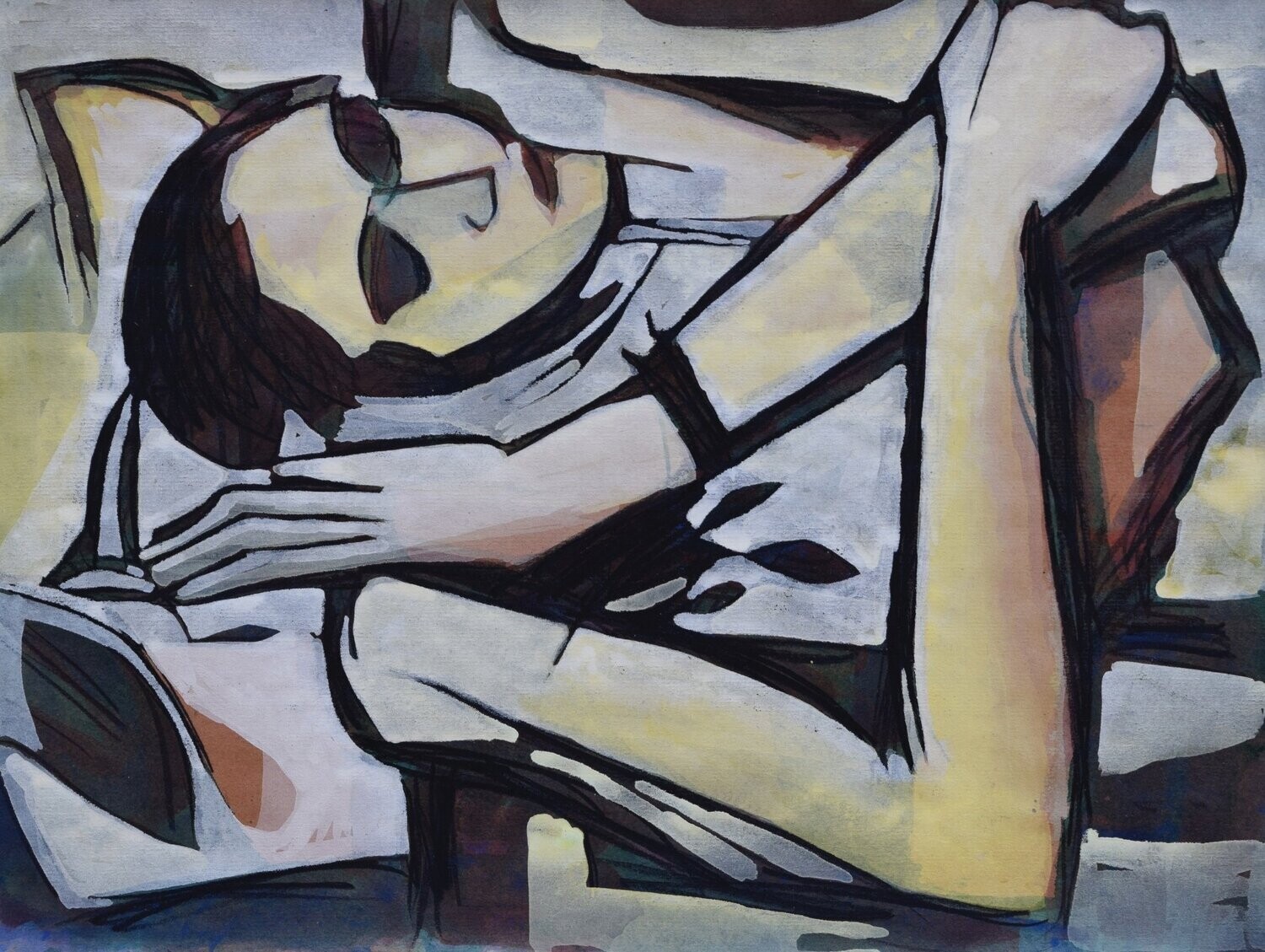 Sweet life /Collage, handmade paper with acrylic on Two fabrics canvas // Size : ca. 30 x 40 x 4 cm