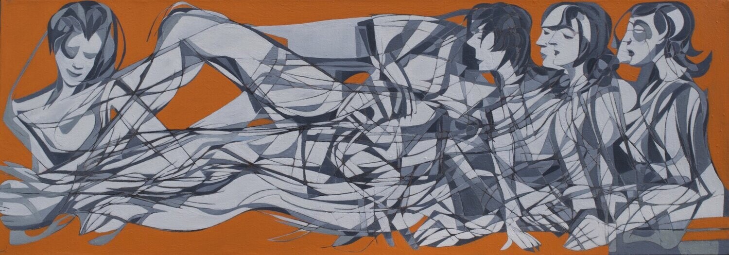 Gerau,  Oil  on canvas  with wooden frame    // Size: ca.. 70 x 200 x 4 cm