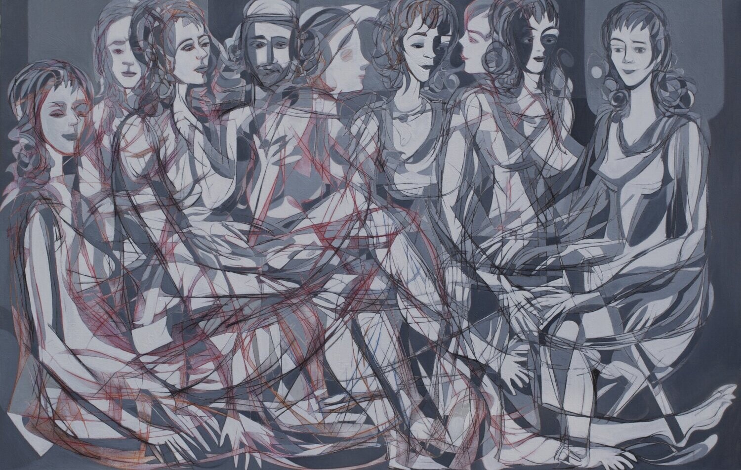 Oil   Gerau on canvas  with wooden frame  // Size: ca. 120 x 200 x 3 cm,