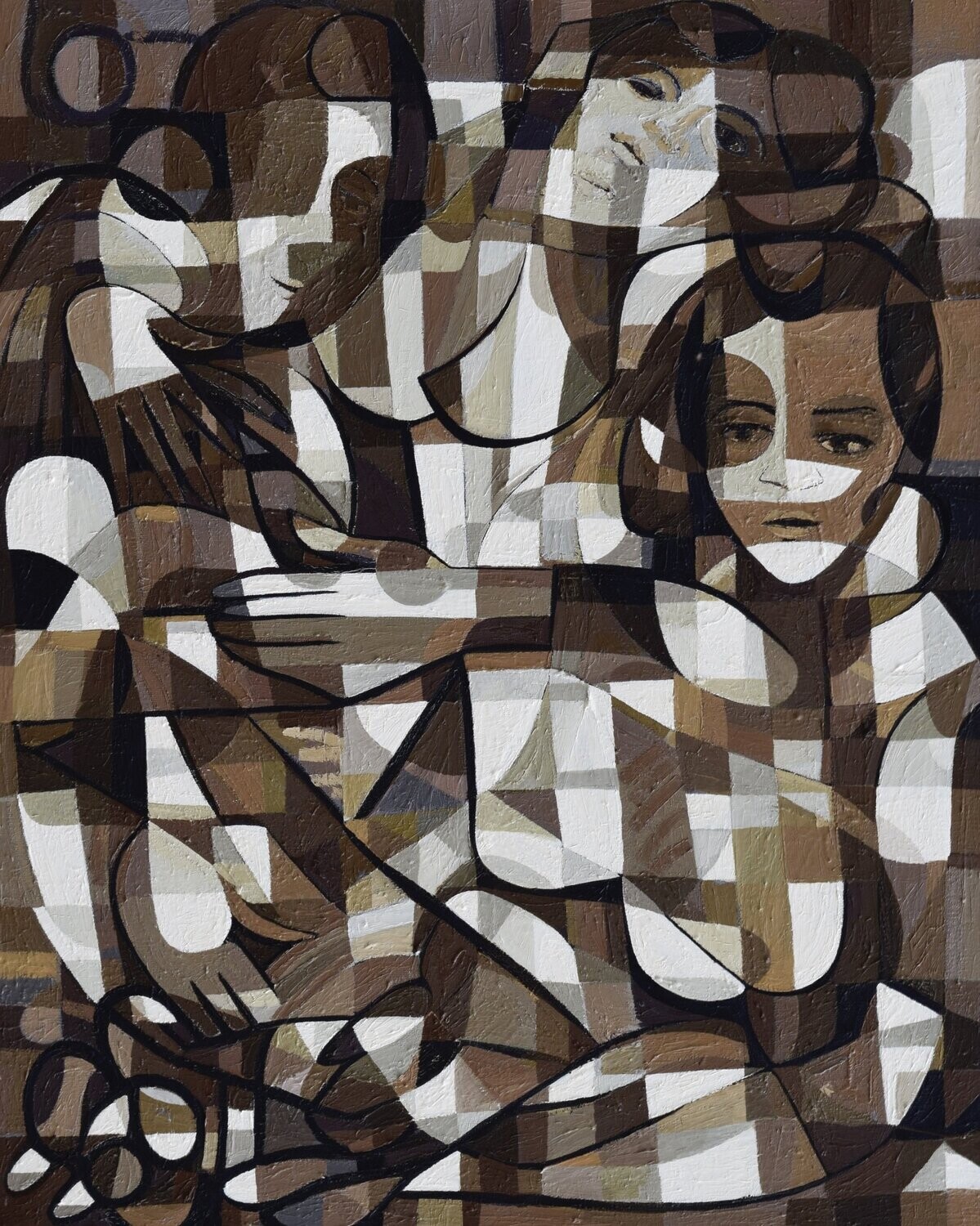 Oil Painting  - Brown color/ Light as form Abstract Figurative // Size: ca.. 80 x 100 x 2 cm
