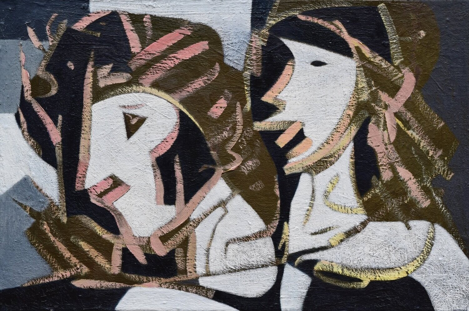 Oil  , Figurative  / Weiß // Size : ca.40 x 70 x 4 cm,