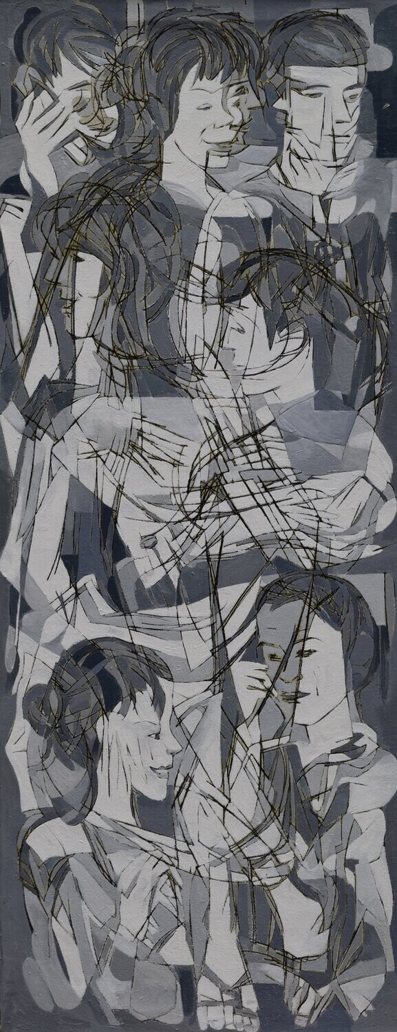 Grau , Oil Painting / Light as form Abstract Figurative  // Size :: ca.50 x 140 x 2 cm,