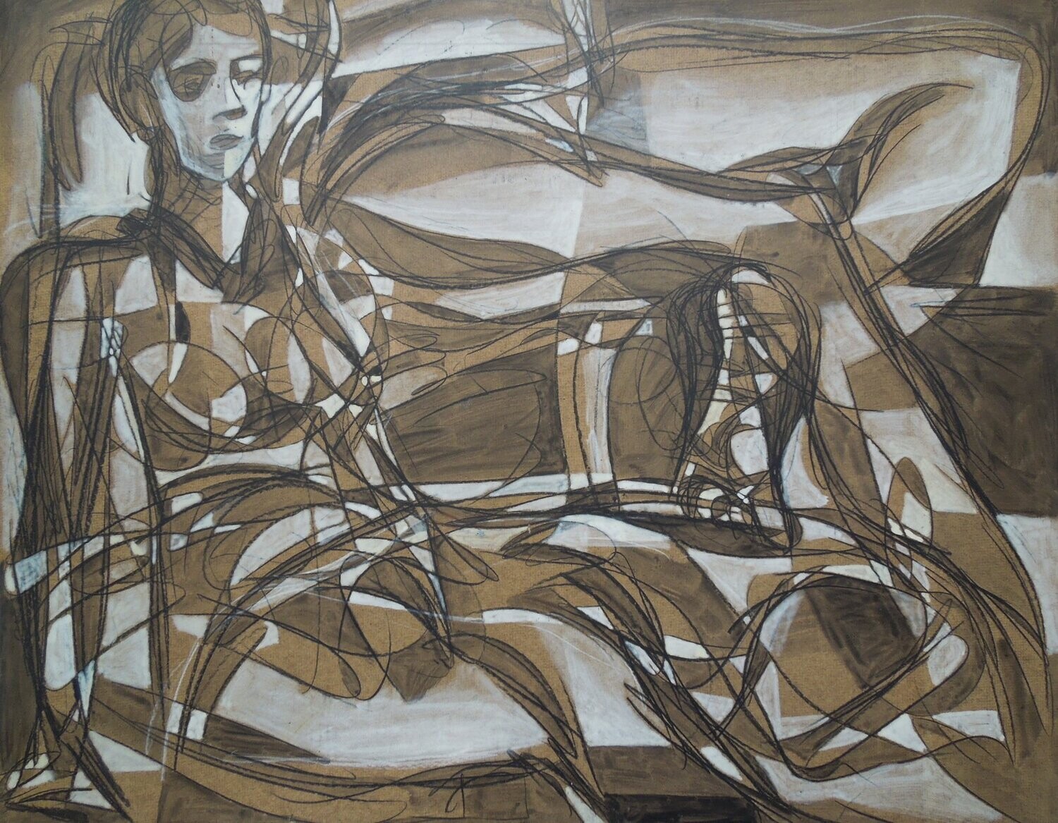 Collage wood & canvas  / Acryilc  on wood on canvas  /  Figurative , Light as Form // Size: ca.. 80 x 100 x 4 cm