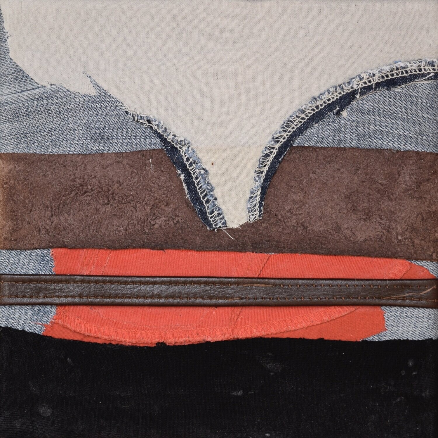 Collage  Clothes & Acrylic  With powder color pigment on Canvas on a wooden frame // Size: ca. 20 x 20 x 4 cm,