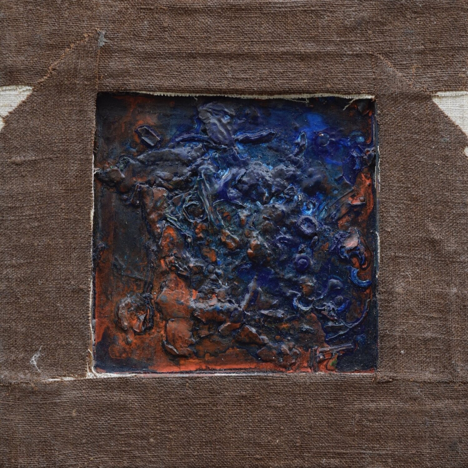 Collage Clothes  on Two fabrics  Canvas // Size : ca. 20 x 20 x 2 cm,