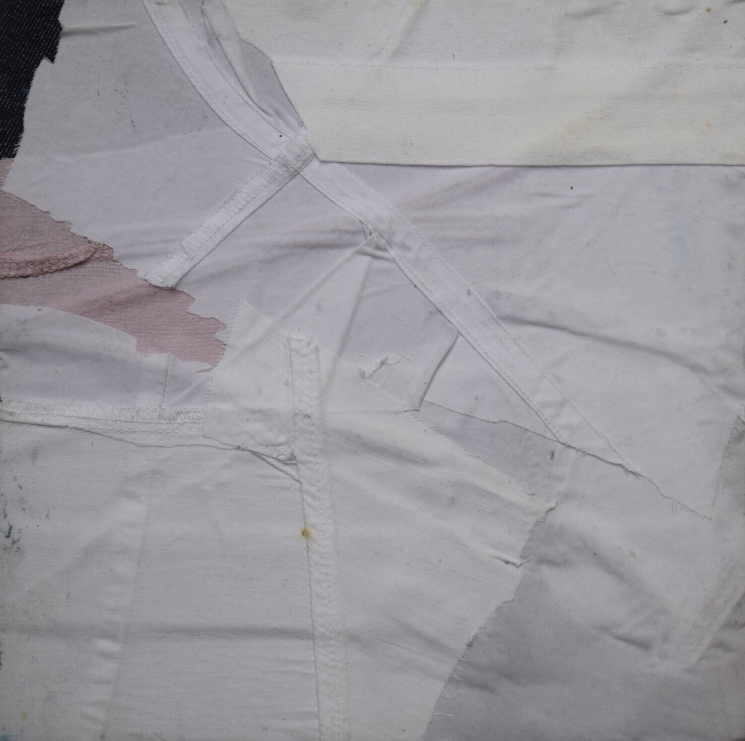 Collage Clothes  on Two fabrics  Canvas // Size : ca. 20 x 20 x 2 cm,
