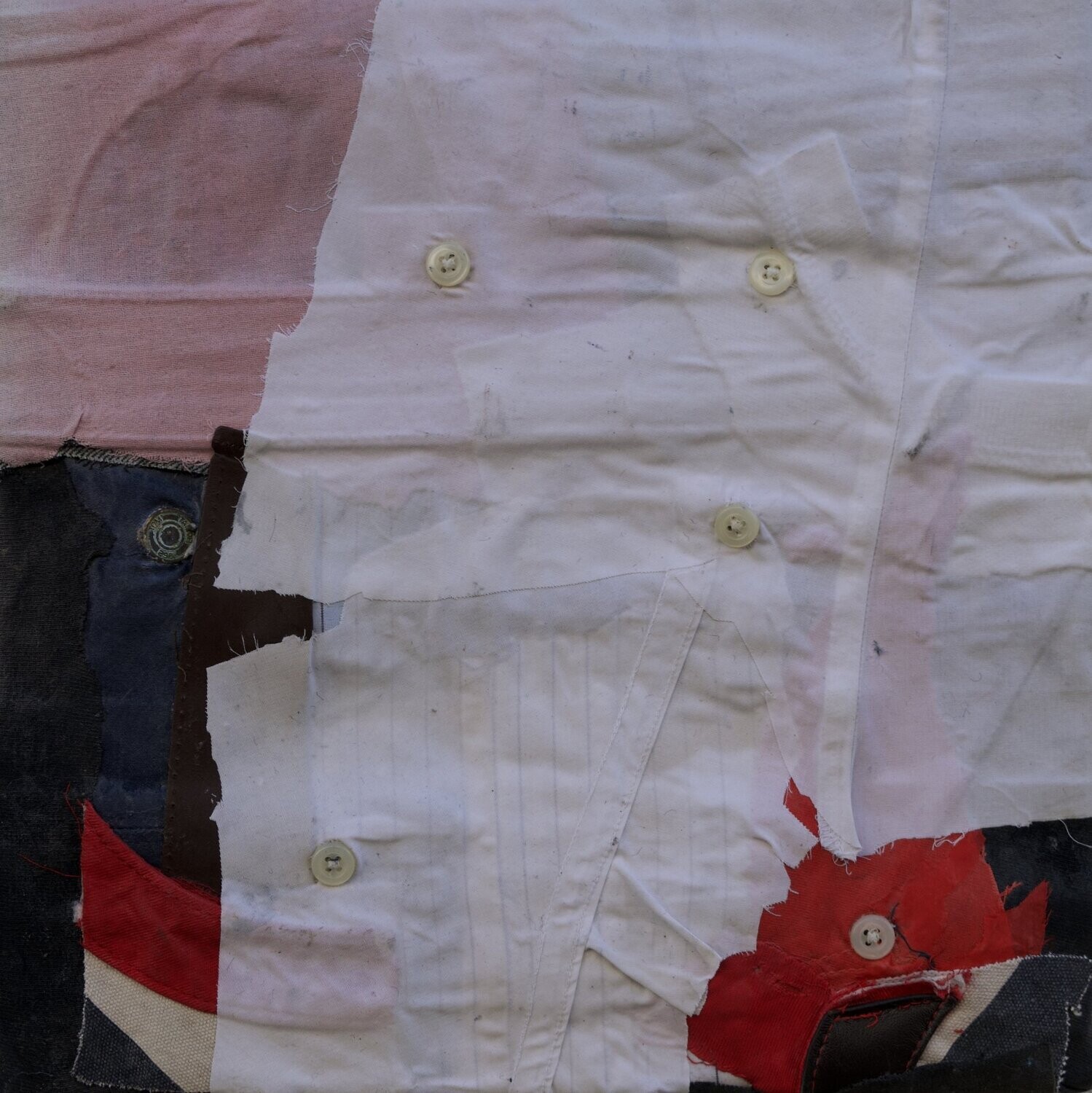 Collage Clothes  on Two fabrics  Canvas // Size : ca. 20 x 20 x 2 cm,