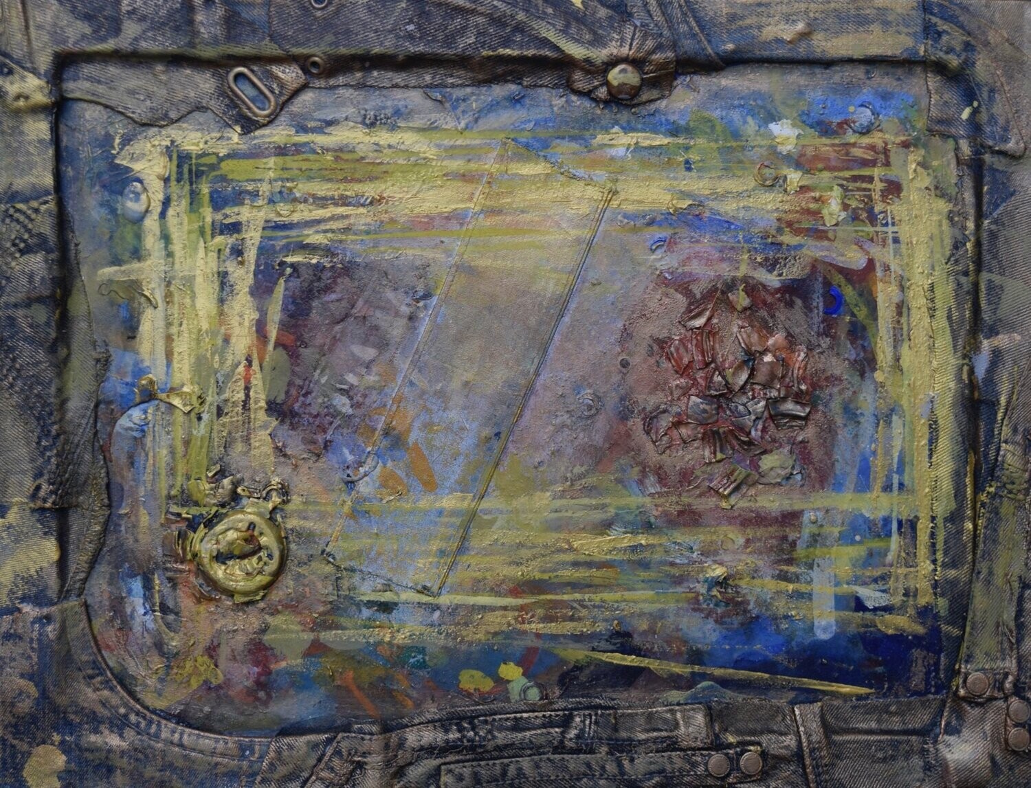 Acryilc  on the canvas.//Size : ca.35 x 45 x 2 cm,