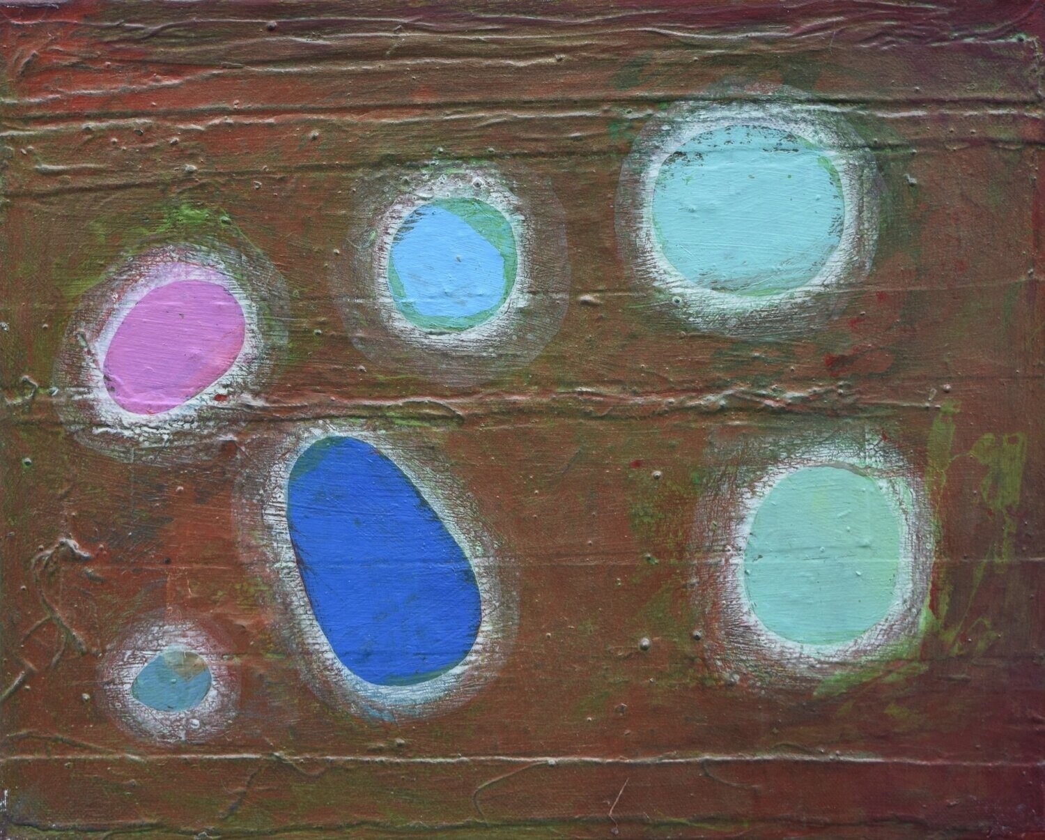 Collage  ,Acrylic  With powder color pigment on Canvas on a wooden frame // Size: ca.  40 x 50 x 2 cm,