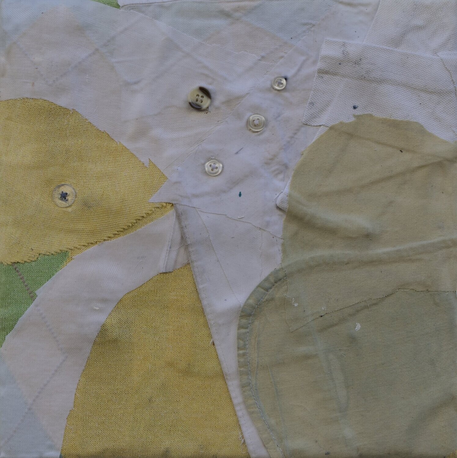 Collage Clothes  on Two fabrics  Canvas //Size : ca. 25 x 25 x 2 cm,