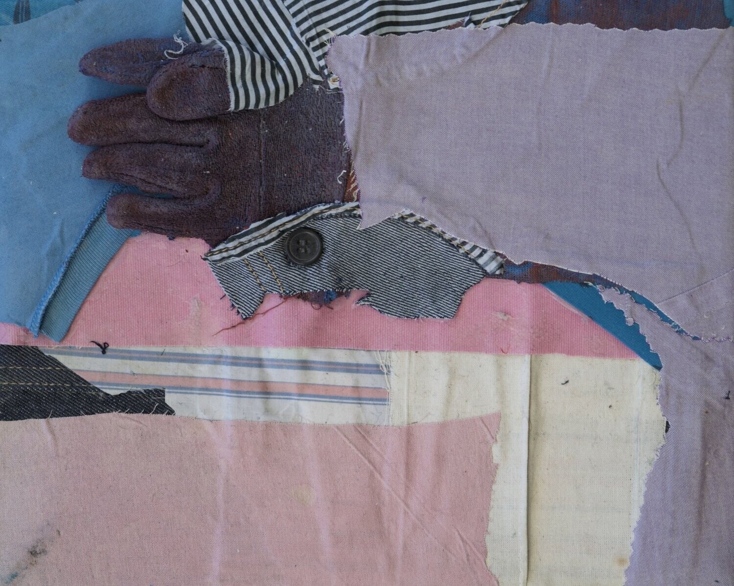 collage on canvas with acrylic on Two fabrics canvas // Size : ca. 20 x 30 x 4 cm,