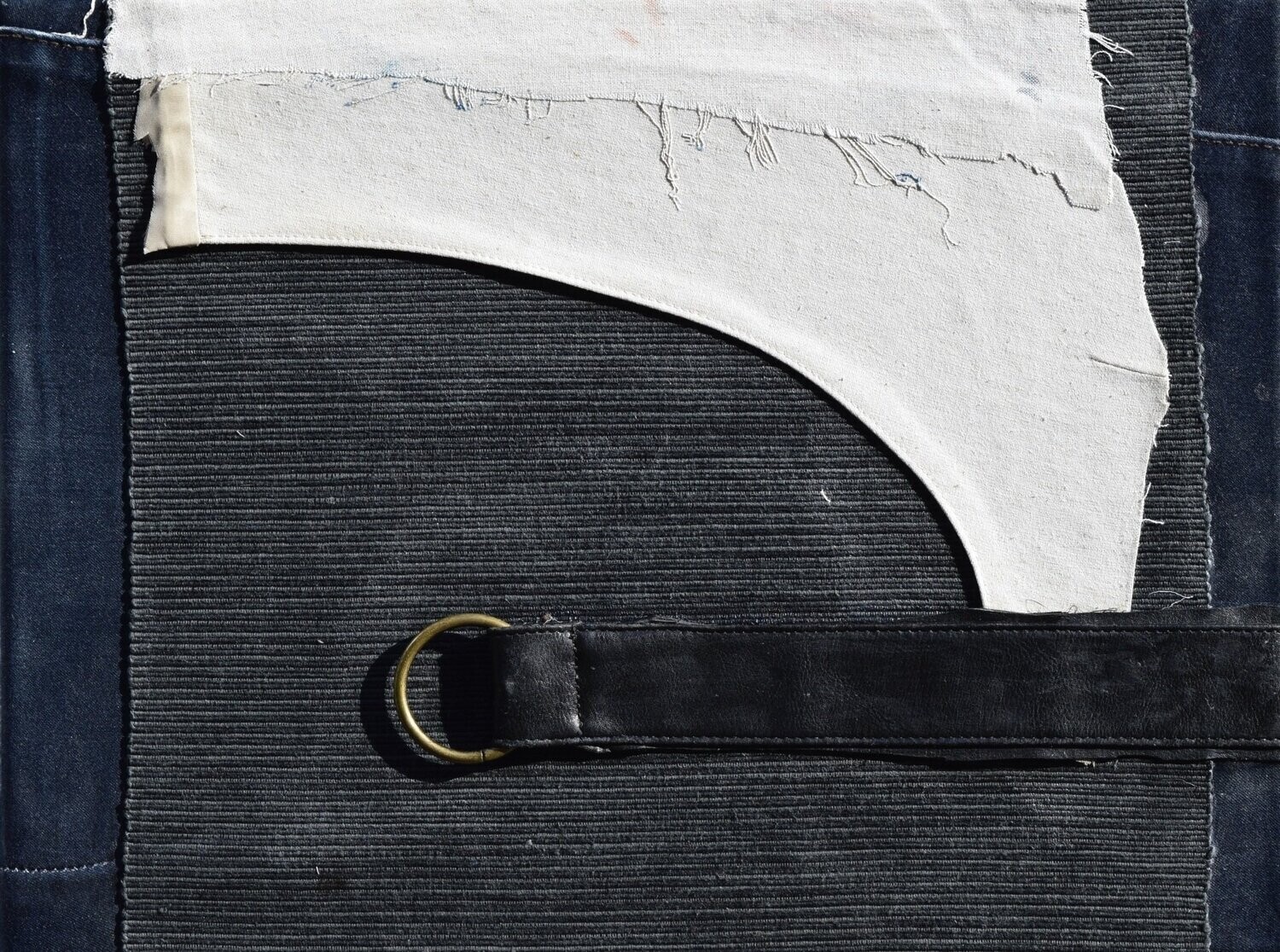 Collage  Clothes & Acrylic  With powder color pigment on Canvas on a wooden frame // Size: ca. 30 x 40 x 4 cm,