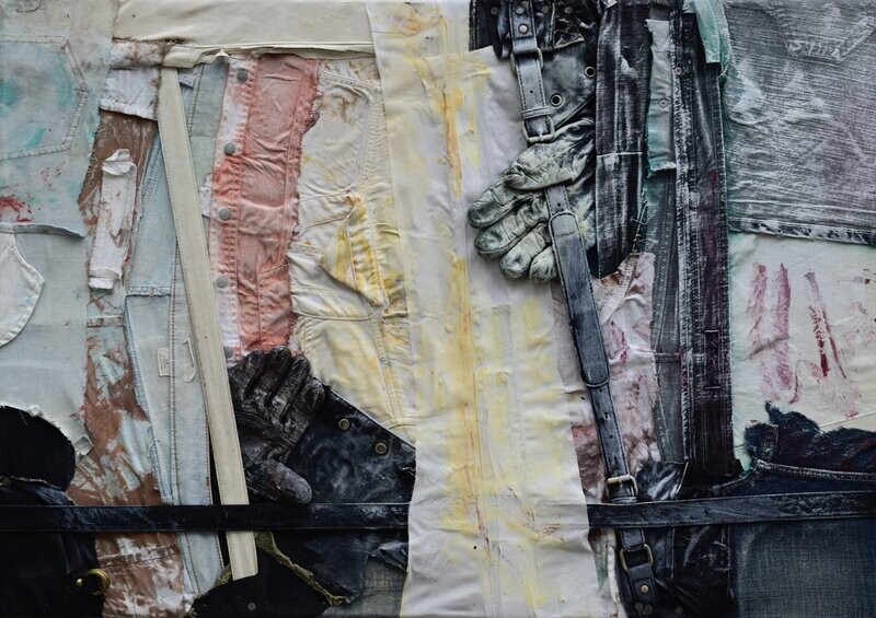 Collage & Clothes // Size : ca.80 x 100 x 3 cm, Collage & Clothes // Size : ca.80 x 100 x 3 cm,
