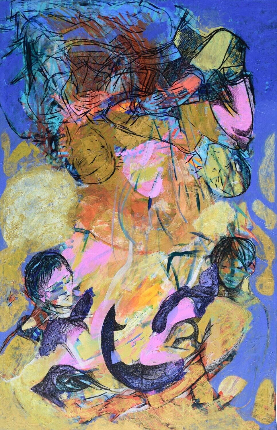 Gold  Grün , Acrylic on canvas // Size : ca. 130 x 200 x 4 cm