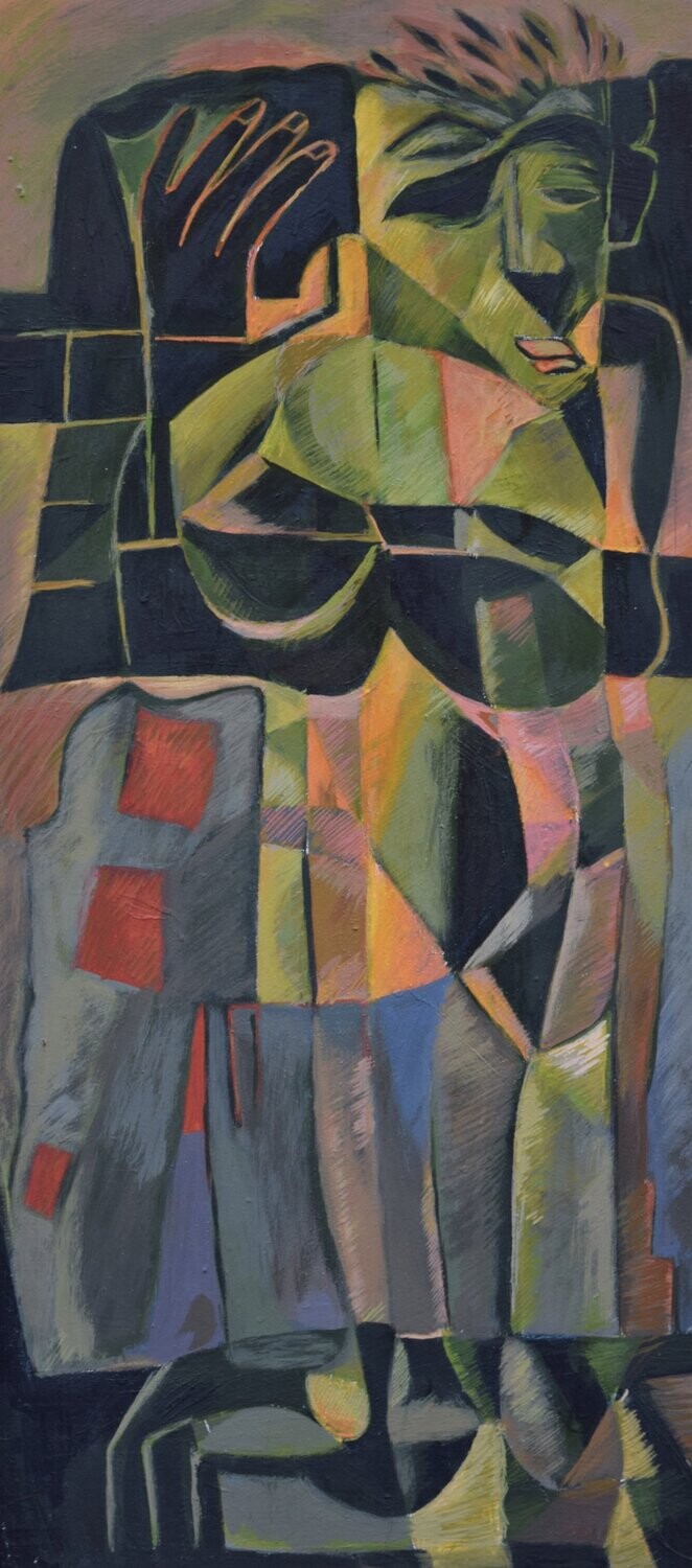 Collage​:  Pigment and acrylic on wood and  on canvas with wooden frame // Size: ca. 40 x 100 x 4 cm,