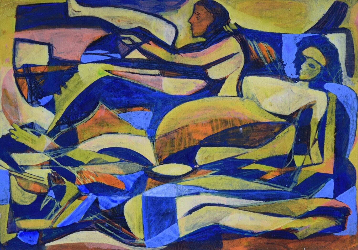 Pigment and acrylic on paper and their collage on canvas // Size:  ca. 48 x 68 x 4 cm,