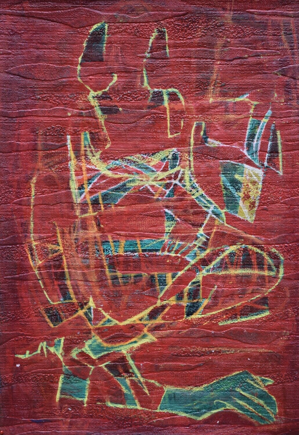Abstract Figuraive Paintings  // Size :  ca. 37 x 57 x 4 cm,