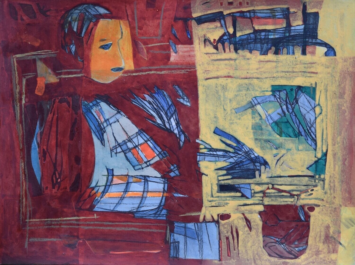 Acrylic on paper and their collage on canvas with wooden frame // Size: ca..30 x 40 x 4 cm