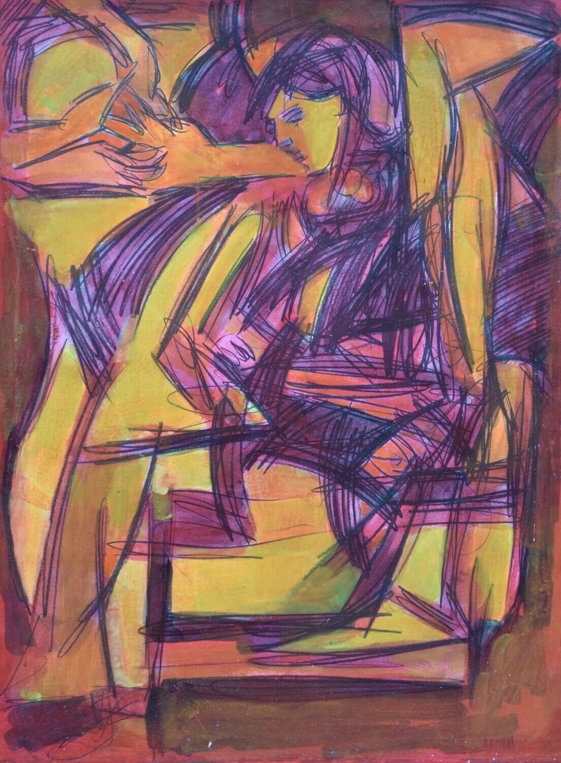 Collage / paper with acrylic on canvas  on a wooden frame,​Size : ca. 50 x 70 x 4 cm,