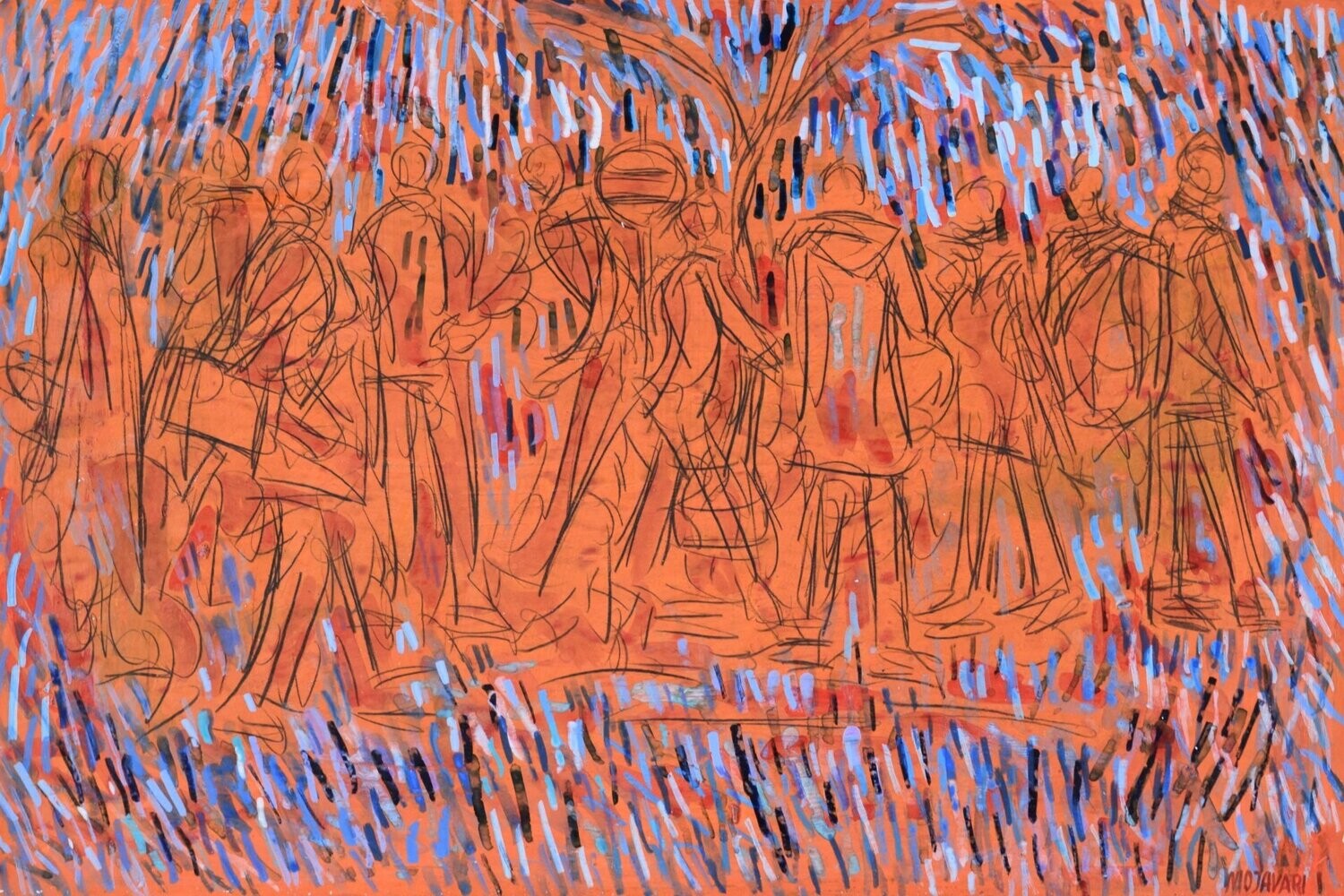Collage / paper with acrylic on canvas  on a wooden frame,​Size : ca. 63 x 92 x 4 cm,