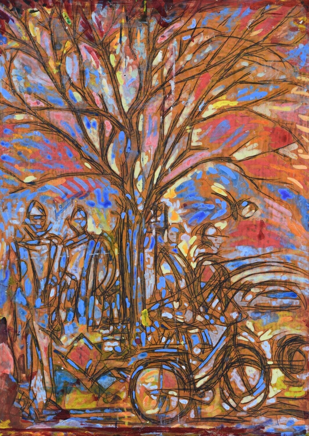 Collage / paper with acrylic on canvas  on a wooden frame,​Size : ca. 60 x 83 x 4 cm,